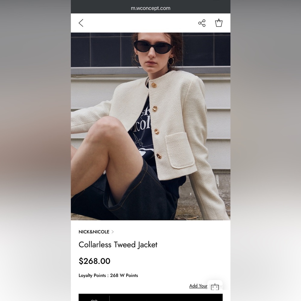Korean Nick Nicole cropped Jacket Cream